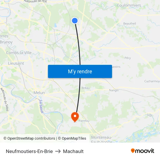 Neufmoutiers-En-Brie to Machault map