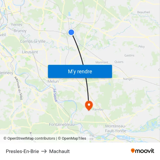 Presles-En-Brie to Machault map