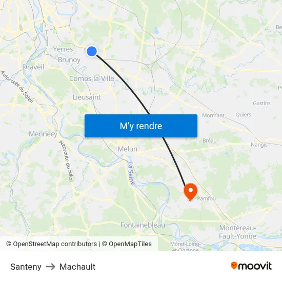 Santeny to Machault map
