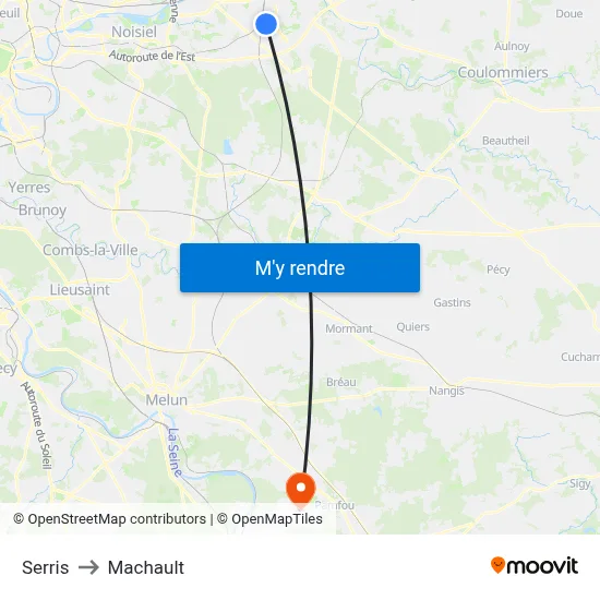 Serris to Machault map