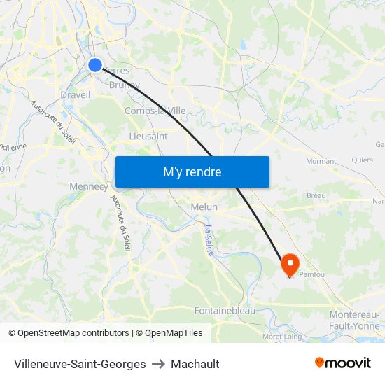 Villeneuve-Saint-Georges to Machault map
