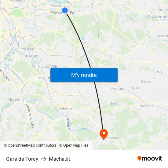 Gare de Torcy to Machault map