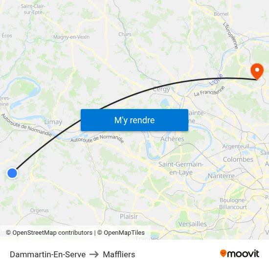Dammartin-En-Serve to Maffliers map