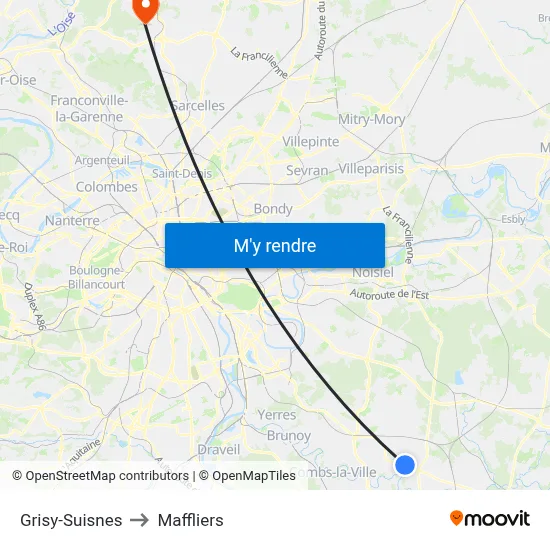 Grisy-Suisnes to Maffliers map