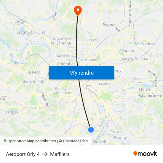 Aéroport Orly 4 to Maffliers map
