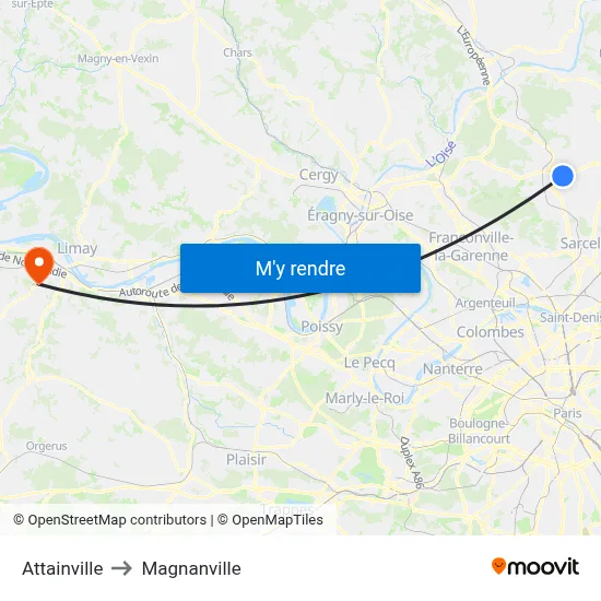 Attainville to Magnanville map