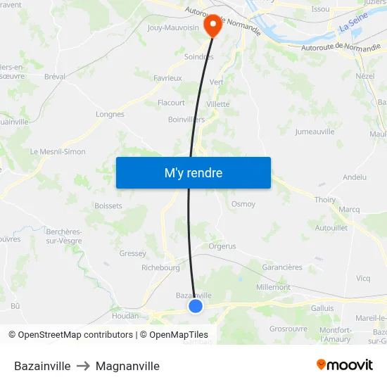 Bazainville to Magnanville map