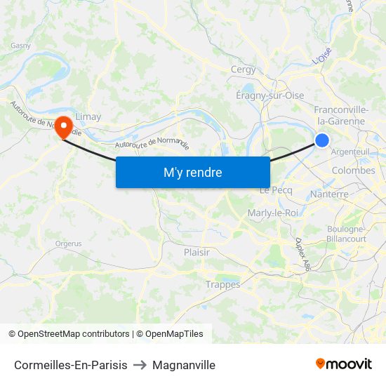 Cormeilles-En-Parisis to Magnanville map