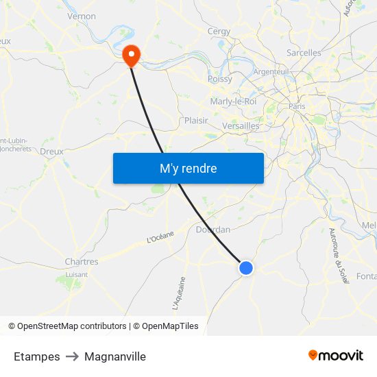 Etampes to Magnanville map