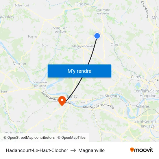 Hadancourt-Le-Haut-Clocher to Magnanville map