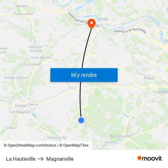 La Hauteville to Magnanville map