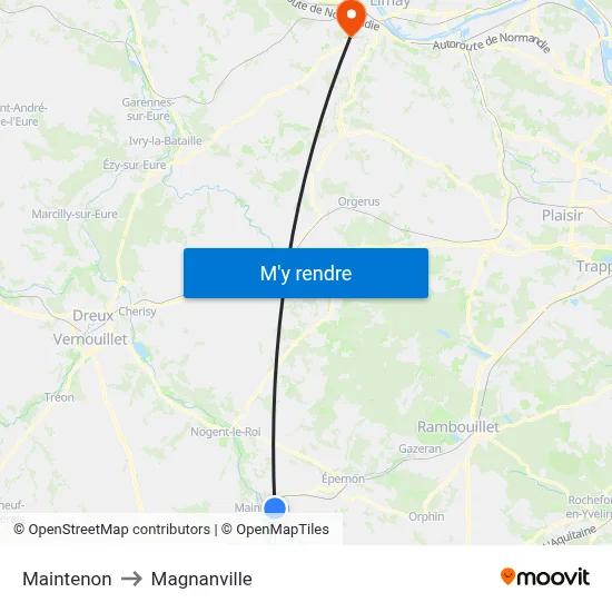 Maintenon to Magnanville map