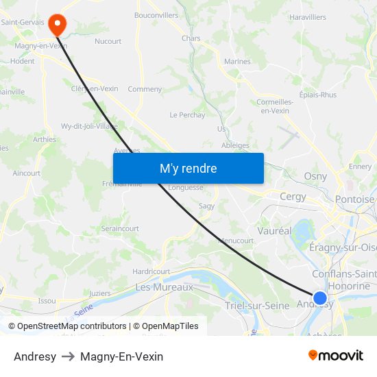 Andresy to Magny-En-Vexin map