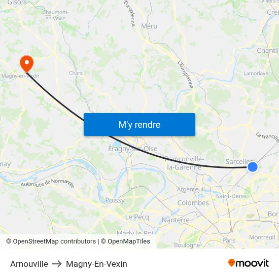 Arnouville to Magny-En-Vexin map
