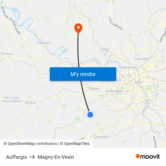 Auffargis to Magny-En-Vexin map