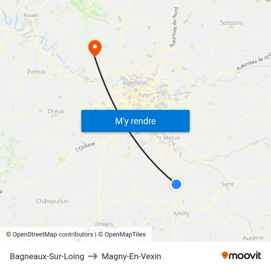 Bagneaux-Sur-Loing to Magny-En-Vexin map