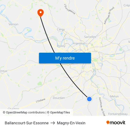 Ballancourt-Sur-Essonne to Magny-En-Vexin map