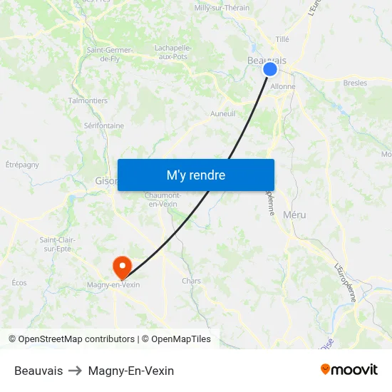 Beauvais to Magny-En-Vexin map