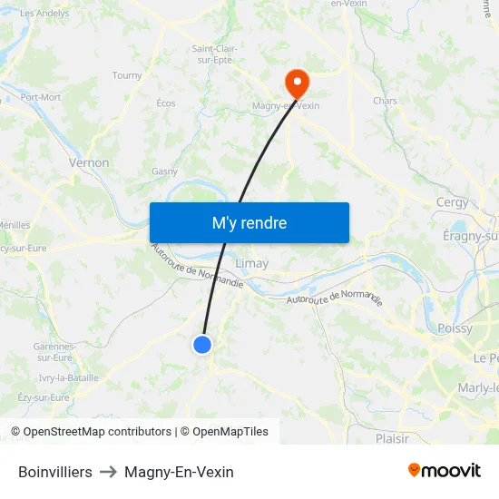 Boinvilliers to Magny-En-Vexin map