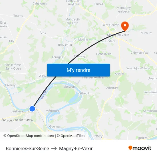 Bonnieres-Sur-Seine to Magny-En-Vexin map