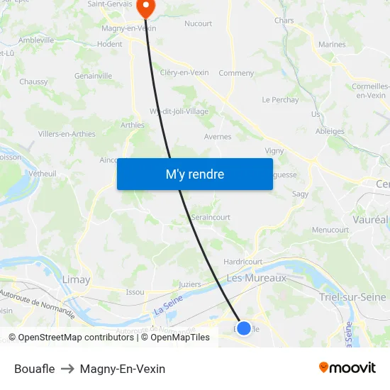 Bouafle to Magny-En-Vexin map