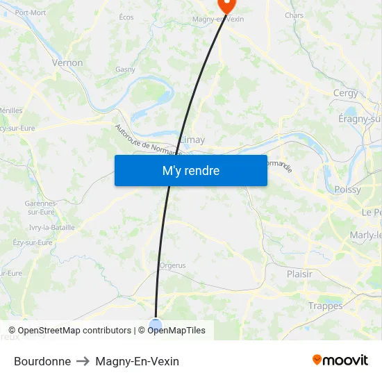 Bourdonne to Magny-En-Vexin map