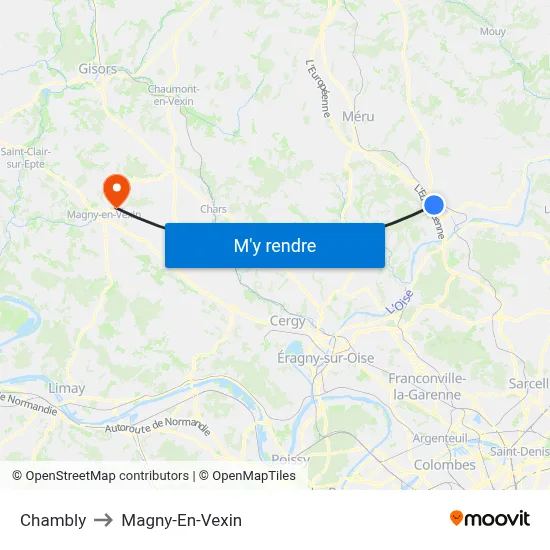 Chambly to Magny-En-Vexin map