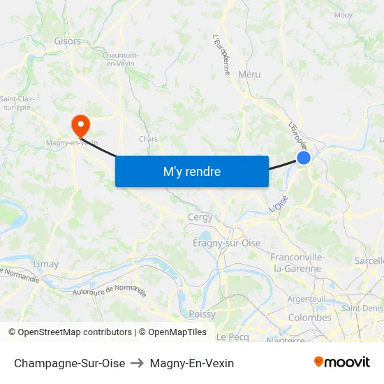 Champagne-Sur-Oise to Magny-En-Vexin map