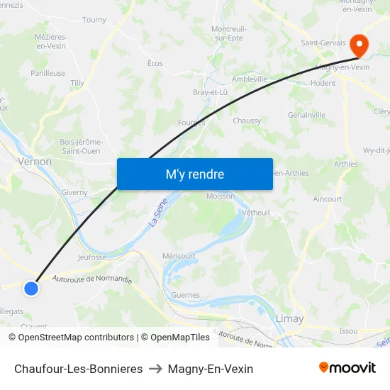 Chaufour-Les-Bonnieres to Magny-En-Vexin map