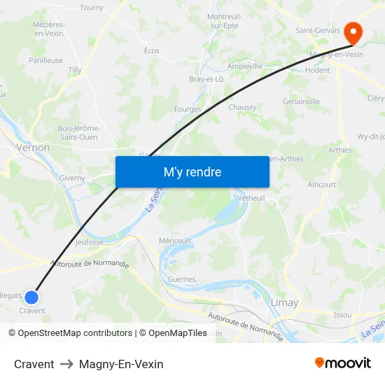 Cravent to Magny-En-Vexin map