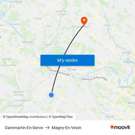 Dammartin-En-Serve to Magny-En-Vexin map