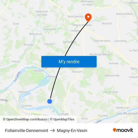 Follainville-Dennemont to Magny-En-Vexin map