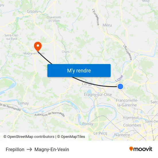 Frepillon to Magny-En-Vexin map