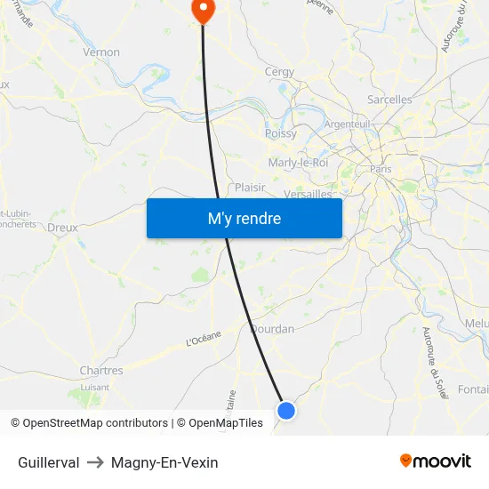 Guillerval to Magny-En-Vexin map
