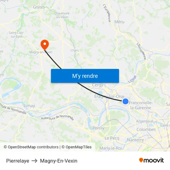 Pierrelaye to Magny-En-Vexin map