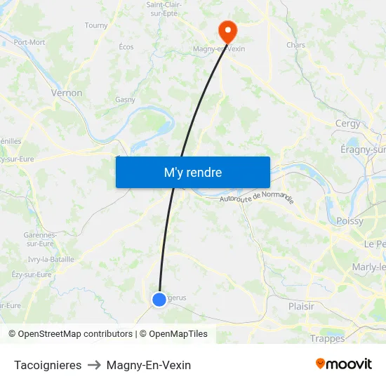 Tacoignieres to Magny-En-Vexin map