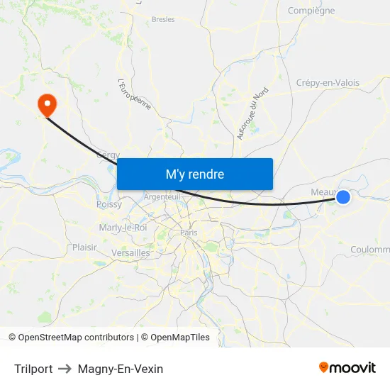 Trilport to Magny-En-Vexin map