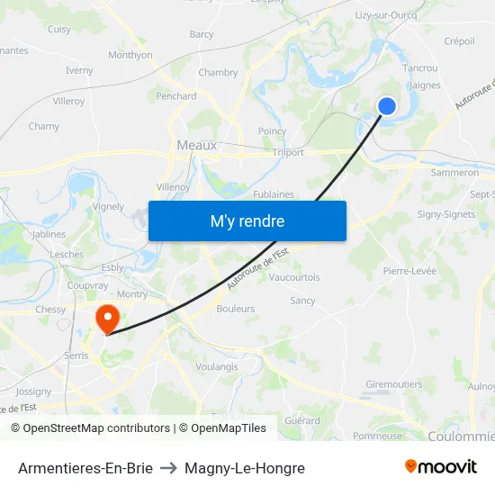 Armentieres-En-Brie to Magny-Le-Hongre map