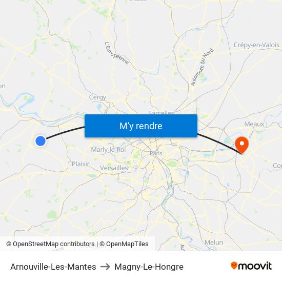 Arnouville-Les-Mantes to Magny-Le-Hongre map