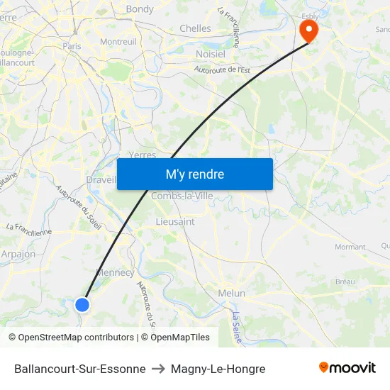 Ballancourt-Sur-Essonne to Magny-Le-Hongre map