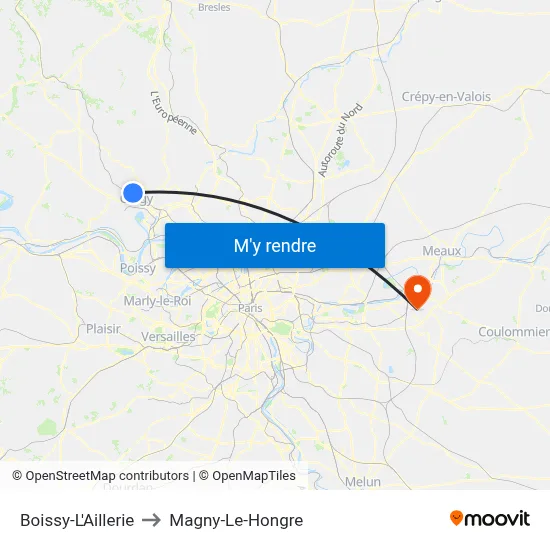 Boissy-L'Aillerie to Magny-Le-Hongre map