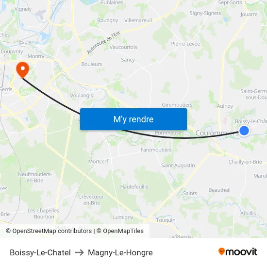 Boissy-Le-Chatel to Magny-Le-Hongre map