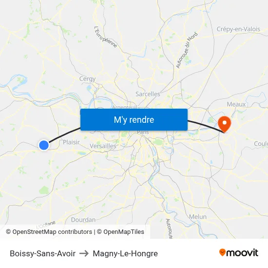 Boissy-Sans-Avoir to Magny-Le-Hongre map