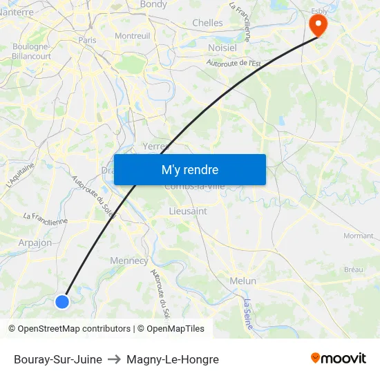 Bouray-Sur-Juine to Magny-Le-Hongre map