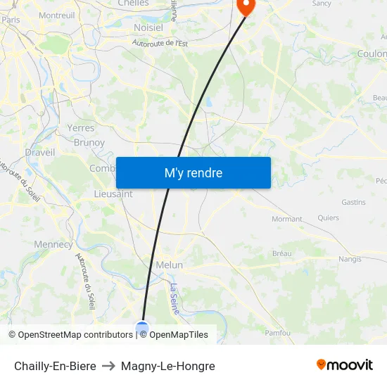 Chailly-En-Biere to Magny-Le-Hongre map