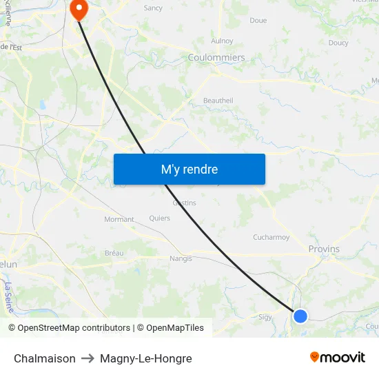 Chalmaison to Magny-Le-Hongre map