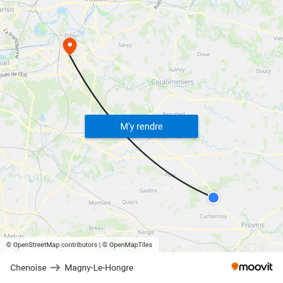 Chenoise to Magny-Le-Hongre map