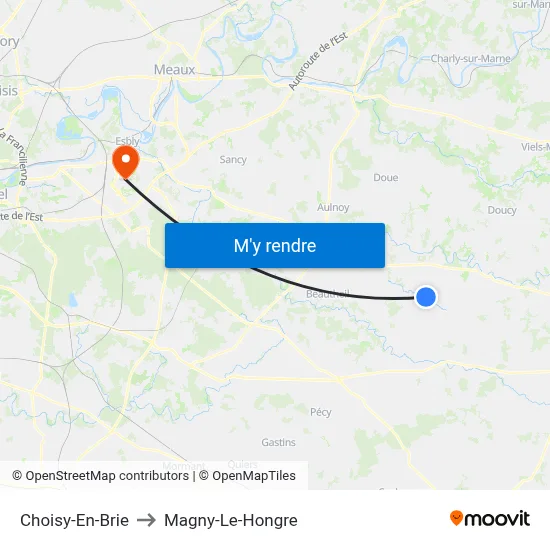 Choisy-En-Brie to Magny-Le-Hongre map