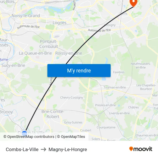 Combs-La-Ville to Magny-Le-Hongre map