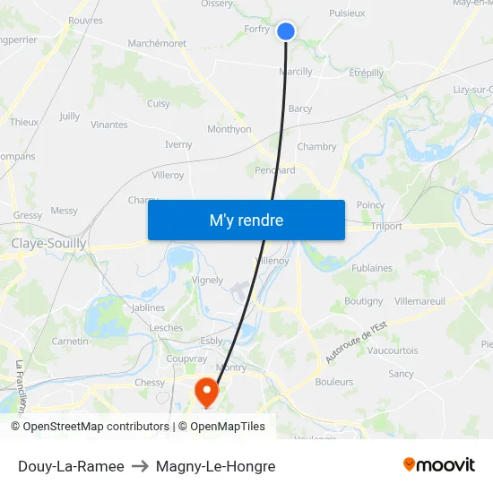 Douy-La-Ramee to Magny-Le-Hongre map